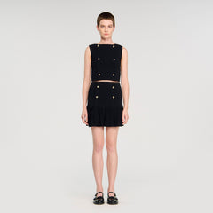 Button detail cropped knit top Black Sandro Women