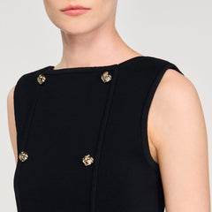 Button detail cropped knit top Black Sandro Women