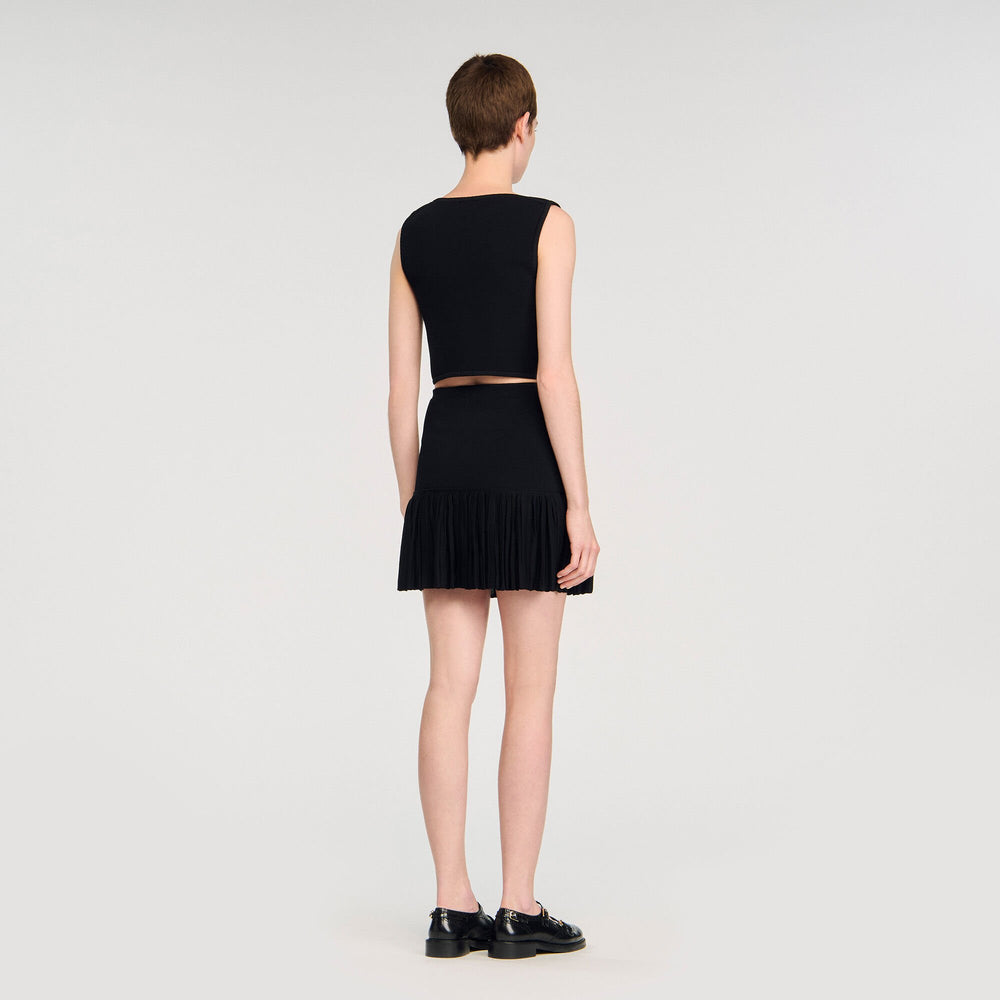 Button detail cropped knit top Black Sandro Women