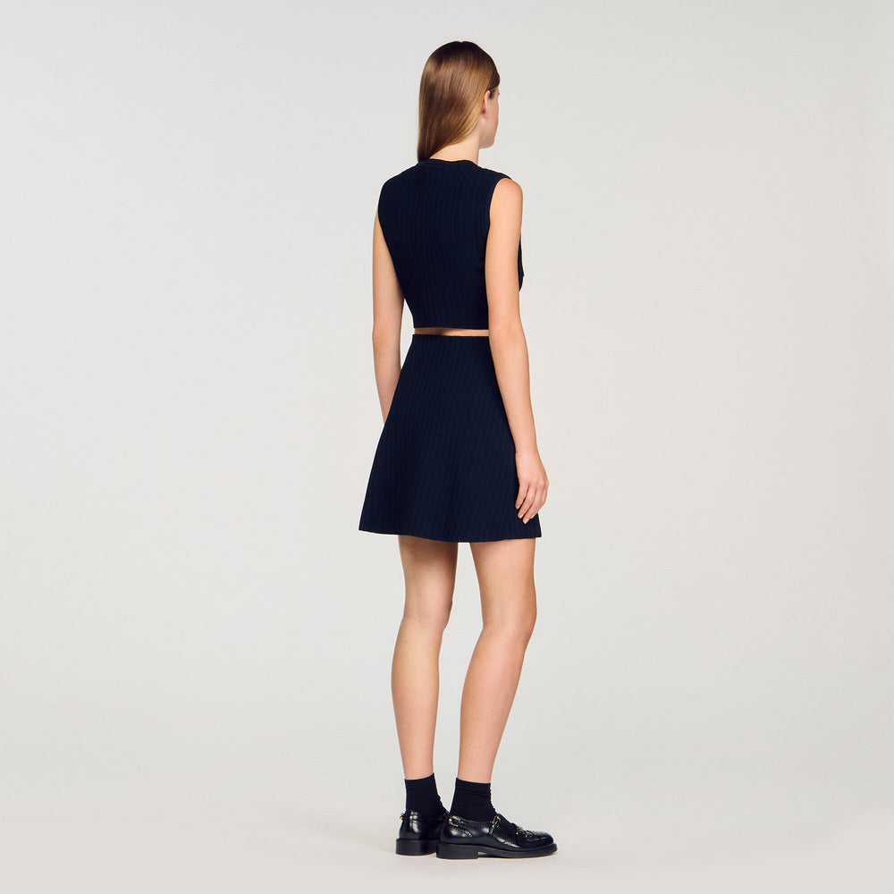 Knit and denim top Navy Blue Sandro Women