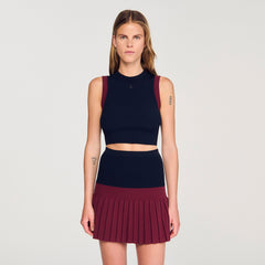 Two-tone knit top Navy Blue Sandro Women