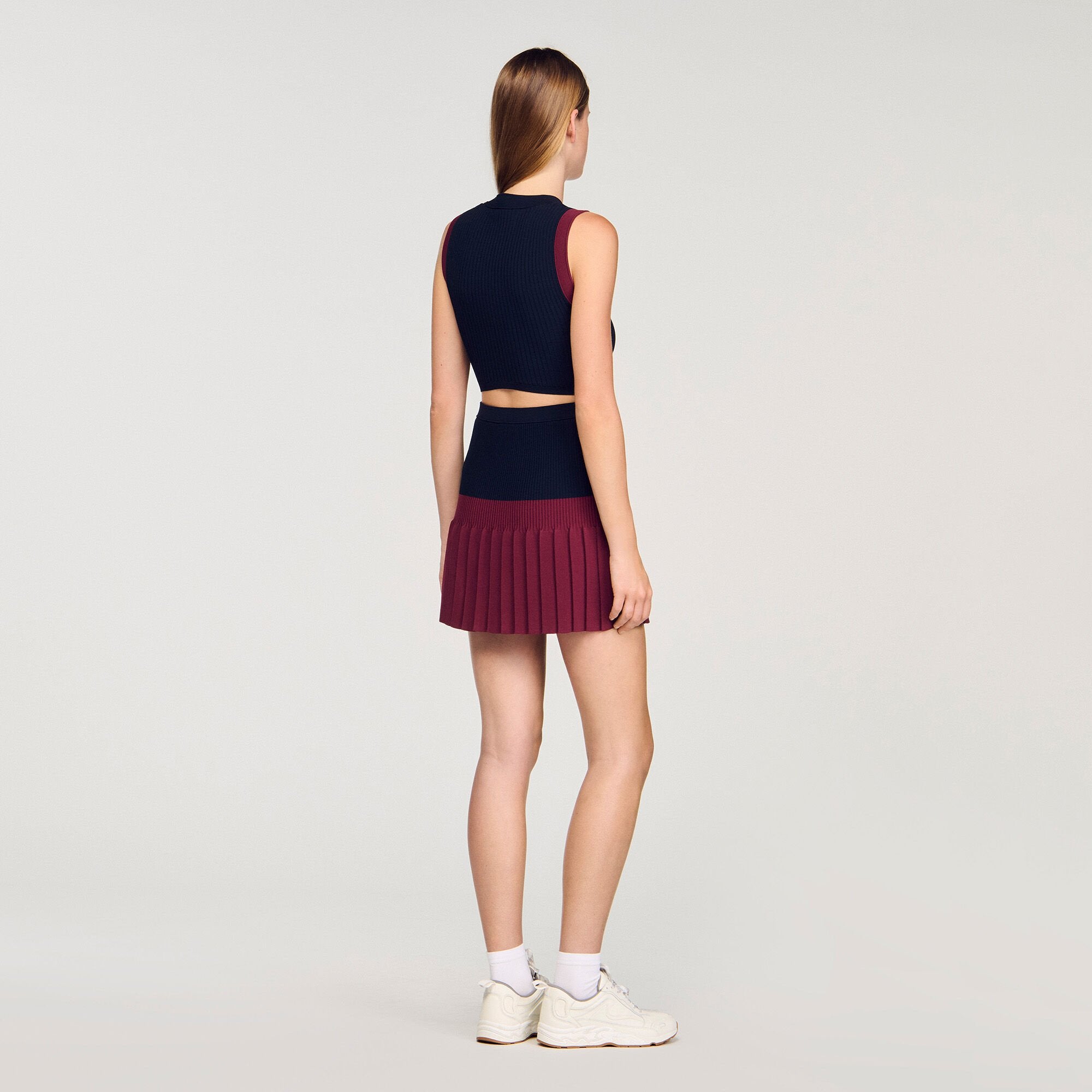 Two-tone knit top Navy Blue Sandro Women