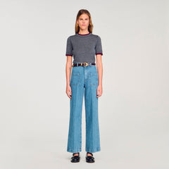 Two-tone cropped sweater Grey Sandro Women