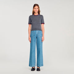 Two-tone cropped sweater Grey Sandro Women