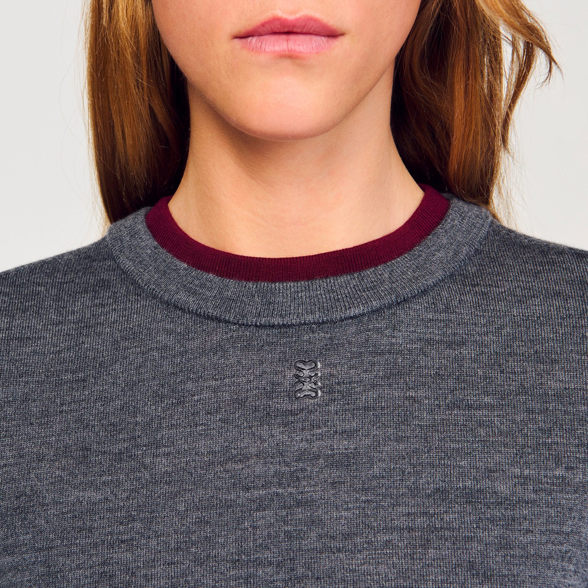 Two-tone cropped sweater Grey Sandro Women