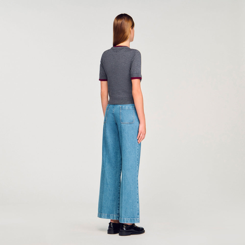 Two-tone cropped sweater Grey Sandro Women