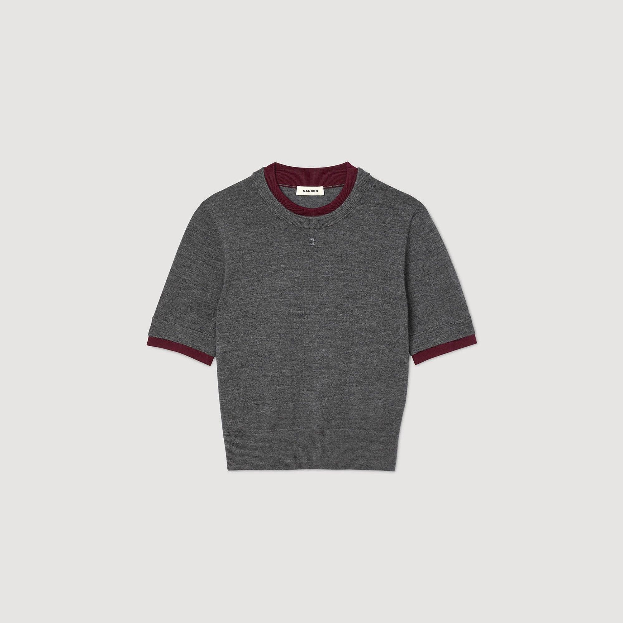 Two-tone cropped sweater Grey Sandro Women