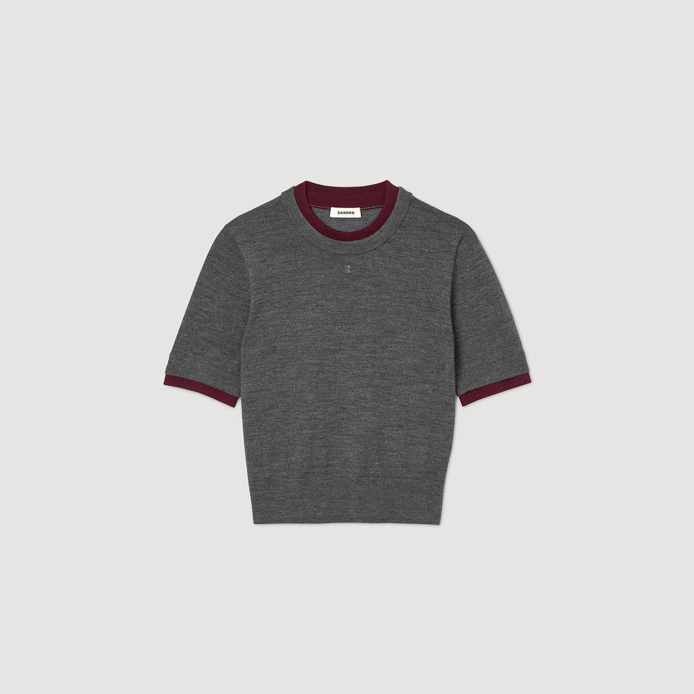 Two-tone cropped sweater Grey Sandro Women