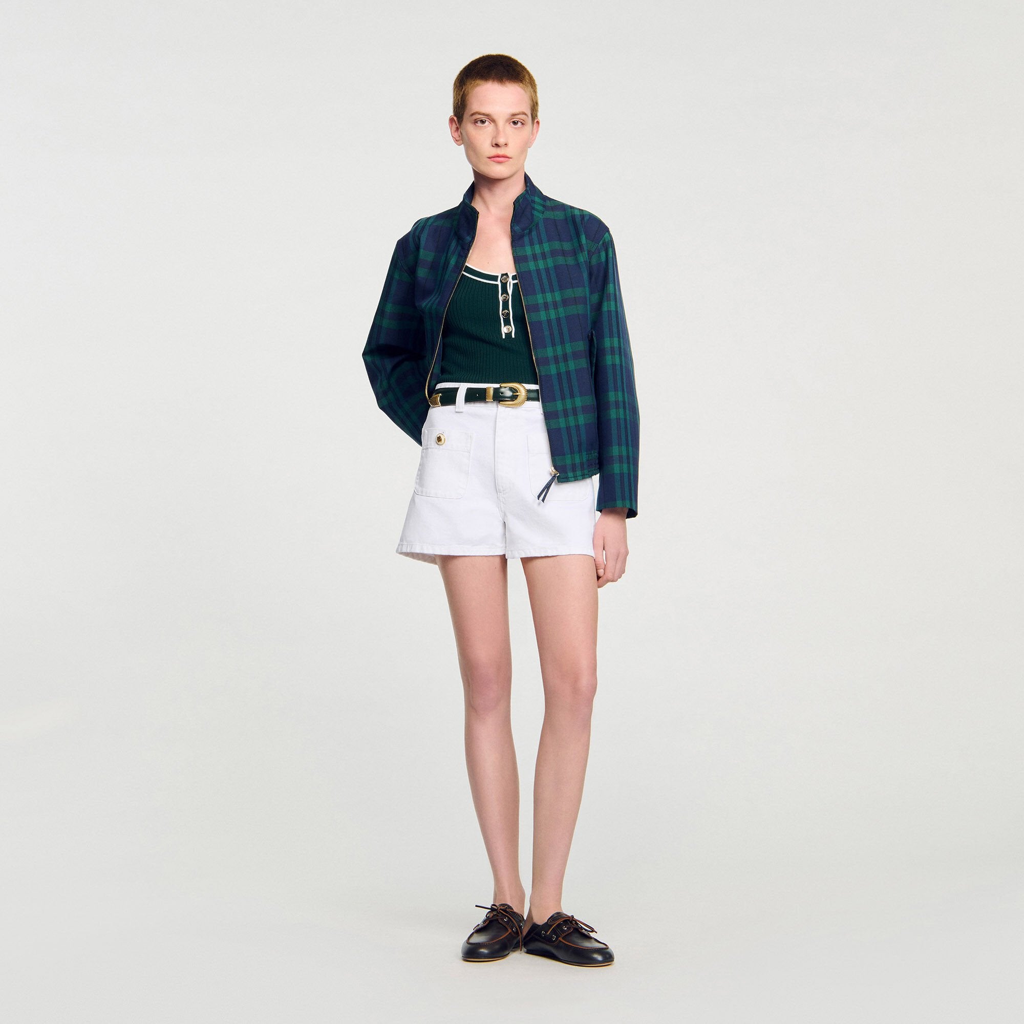 Two-tone knit vest top Bottle Green Sandro Women