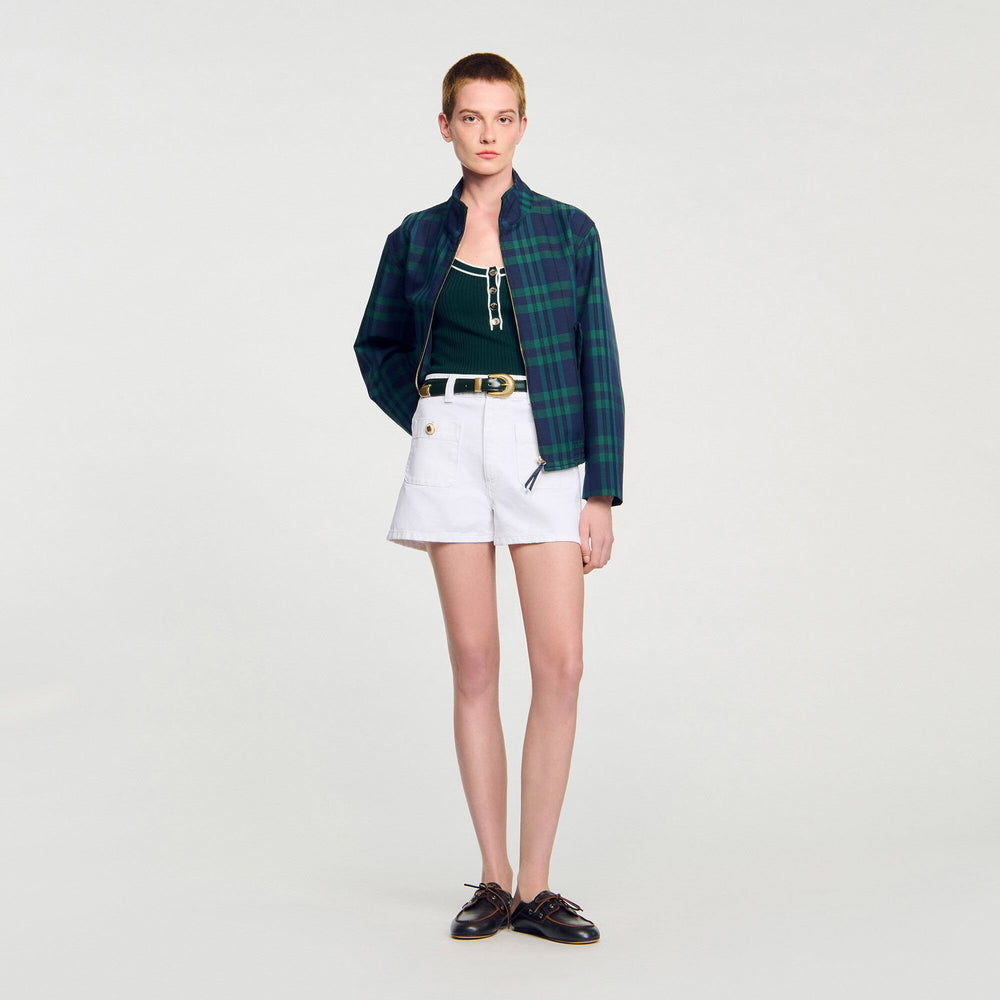 Two-tone knit vest top Bottle Green Sandro Women