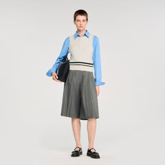 Sleeveless cropped cable knit sweater Grey Sandro Women