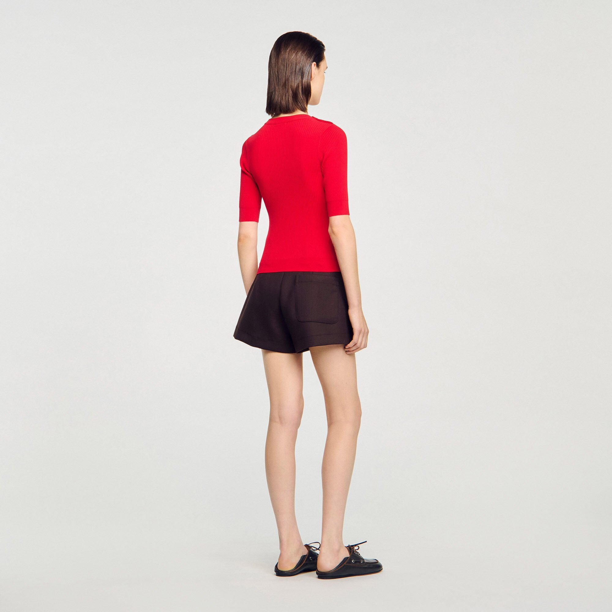 Argyle polo-neck sweater Red Sandro Women
