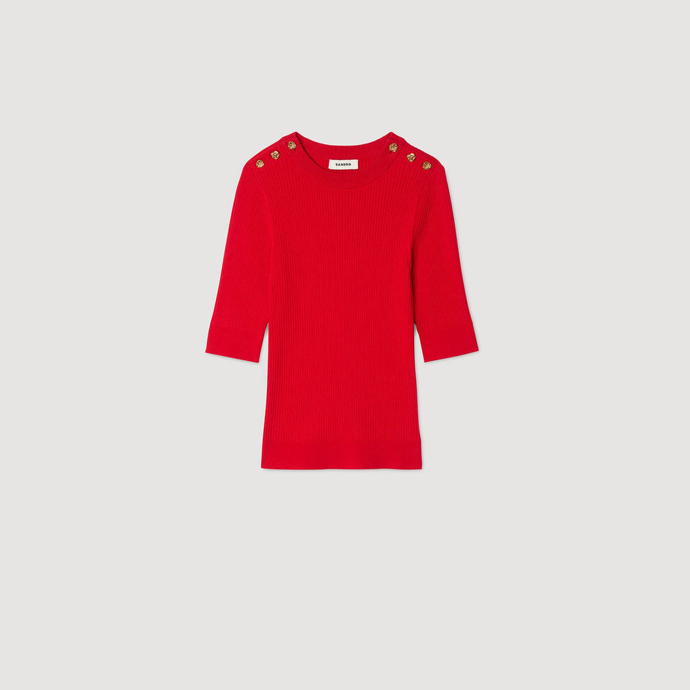 Argyle polo-neck sweater Red Sandro Women