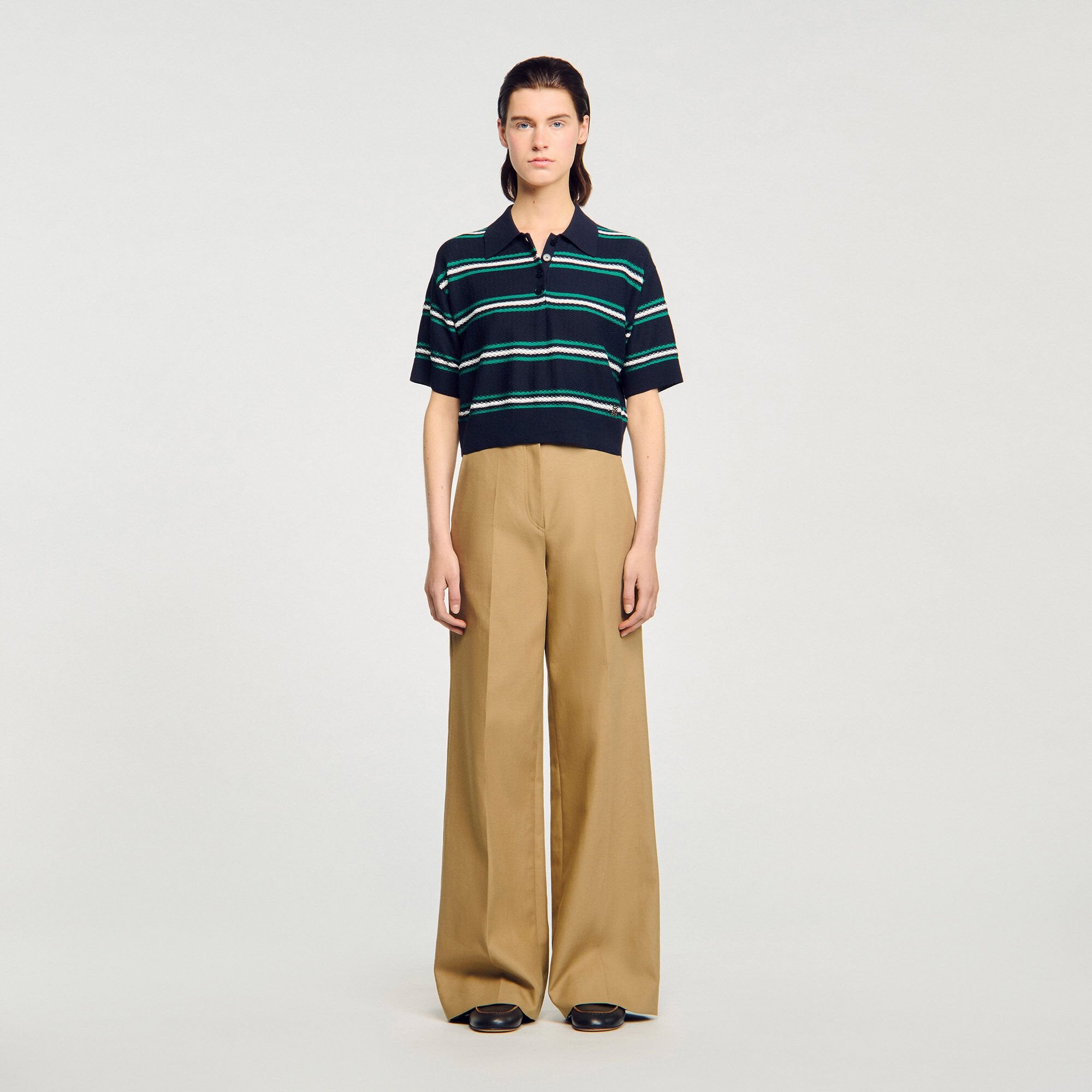 Polo-neck striped sweater Navy Blue Sandro Women