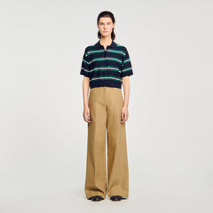 Polo-neck striped sweater Navy Blue Sandro Women