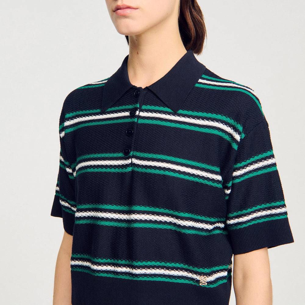 Polo-neck striped sweater Navy Blue Sandro Women