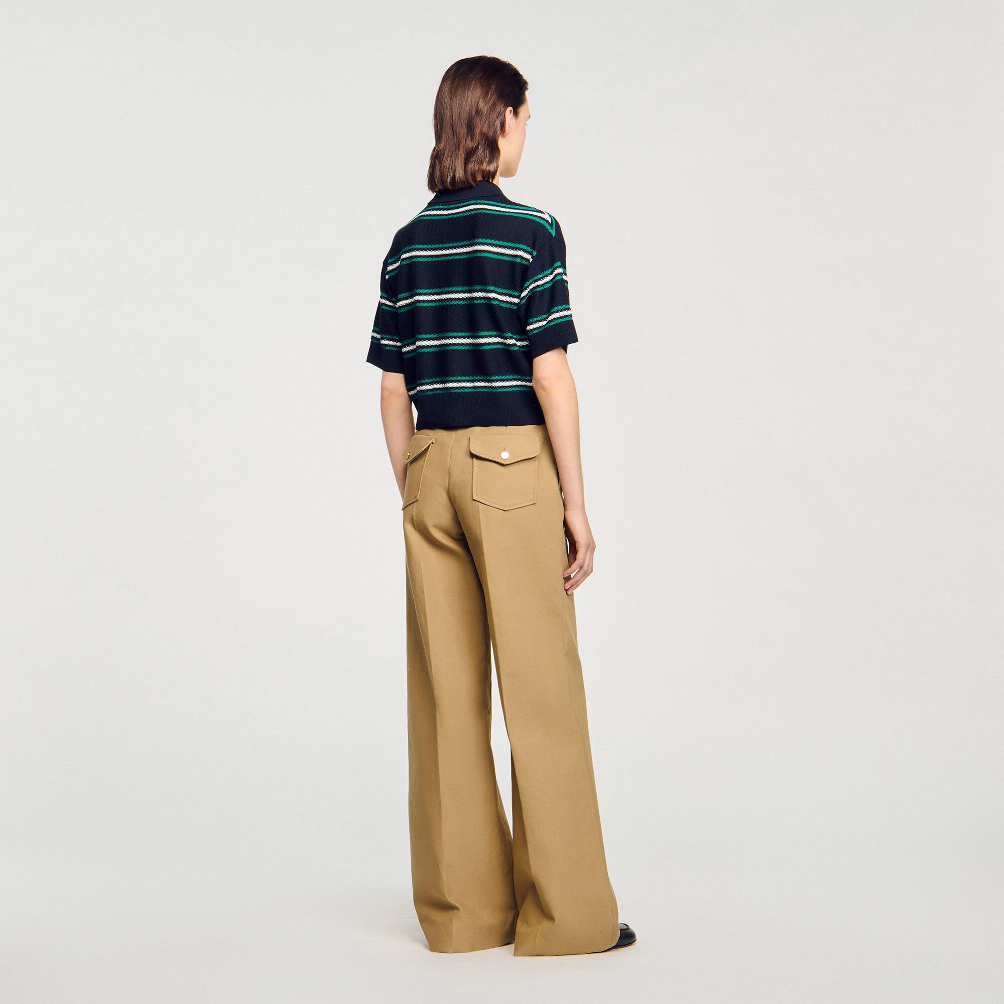 Polo-neck striped sweater Navy Blue Sandro Women