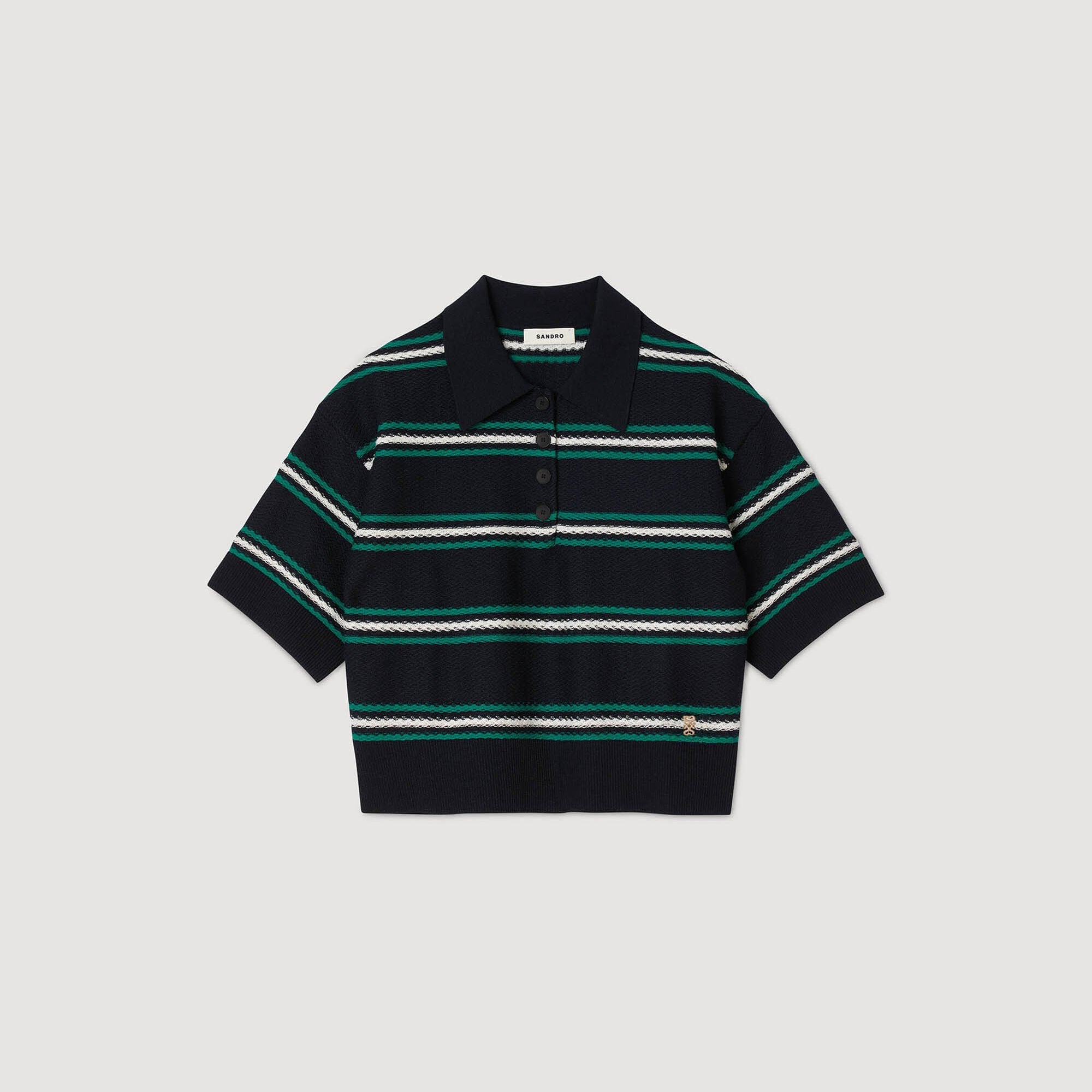 Polo-neck striped sweater Navy Blue Sandro Women