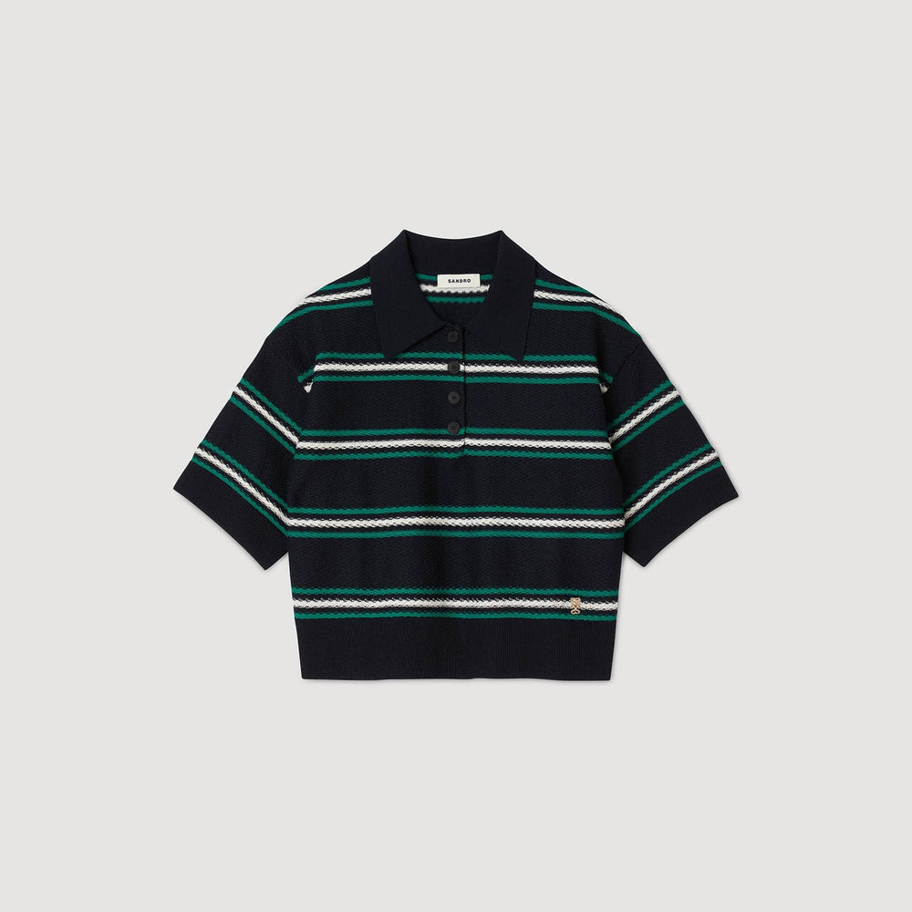 Polo-neck striped sweater Navy Blue Sandro Women