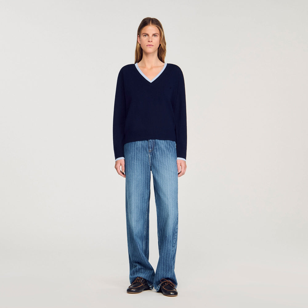 Wool and cashmere sweater Navy Blue Sandro Women
