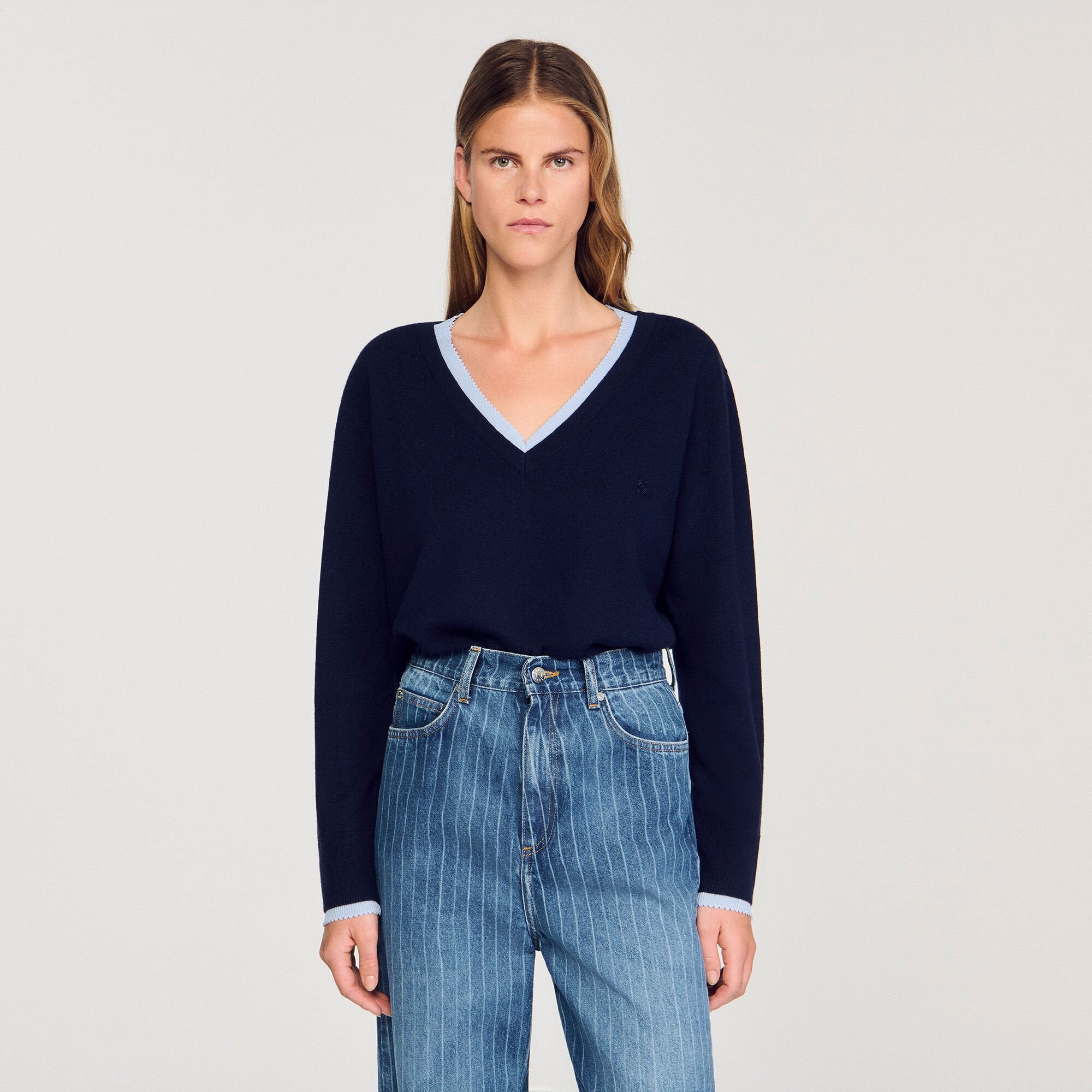 Wool and cashmere sweater Navy Blue Sandro Women