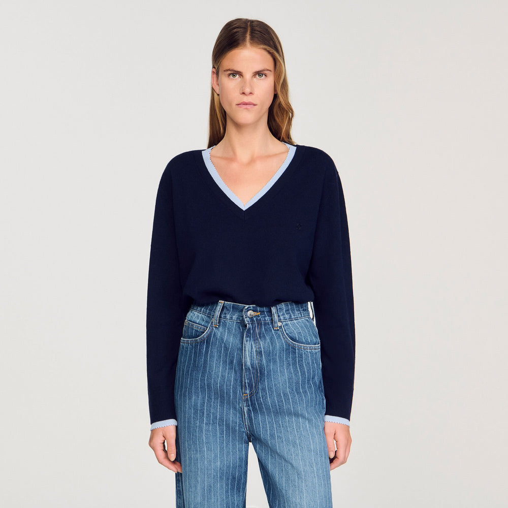 Wool and cashmere sweater Navy Blue Sandro Women