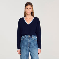 Wool and cashmere sweater Navy Blue Sandro Women