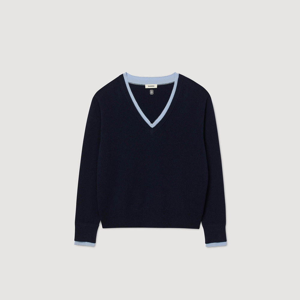 Wool and cashmere sweater Navy Blue Sandro Women