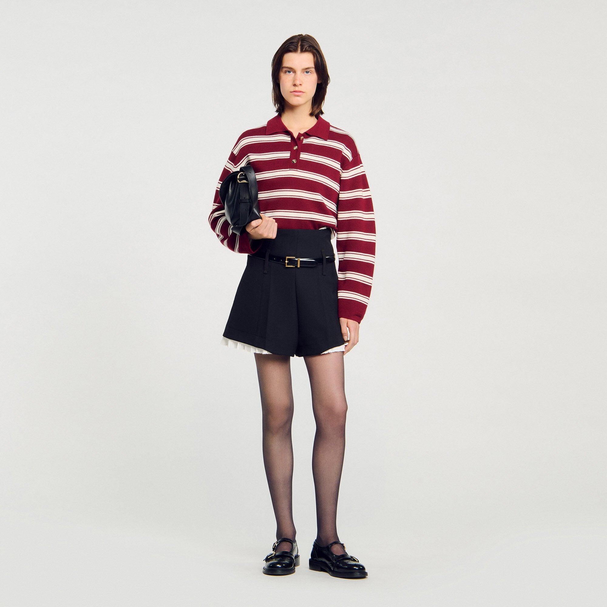 Striped polo sweater Bordeaux Sandro Women