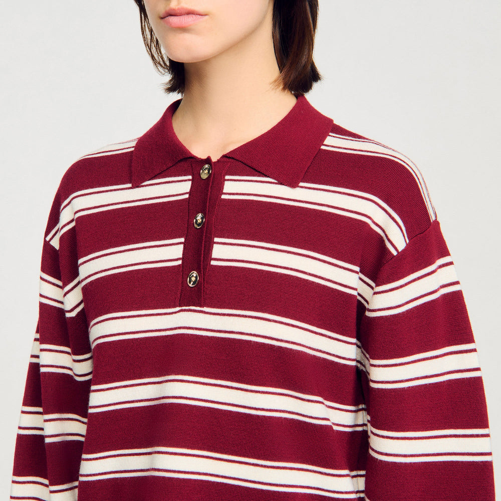 Striped polo sweater Bordeaux Sandro Women