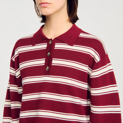 Striped polo sweater Bordeaux Sandro Women