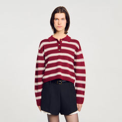 Striped polo sweater Bordeaux Sandro Women