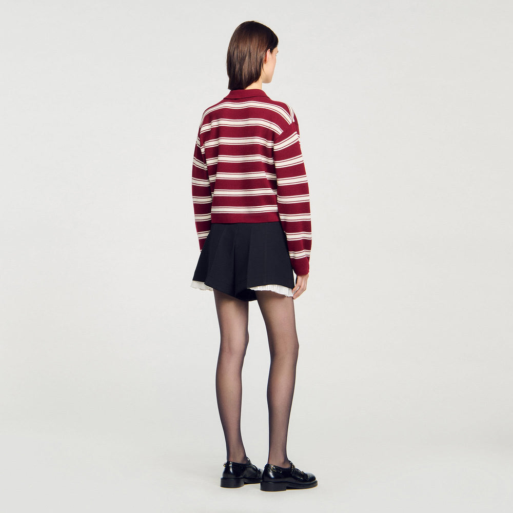 Striped polo sweater Bordeaux Sandro Women