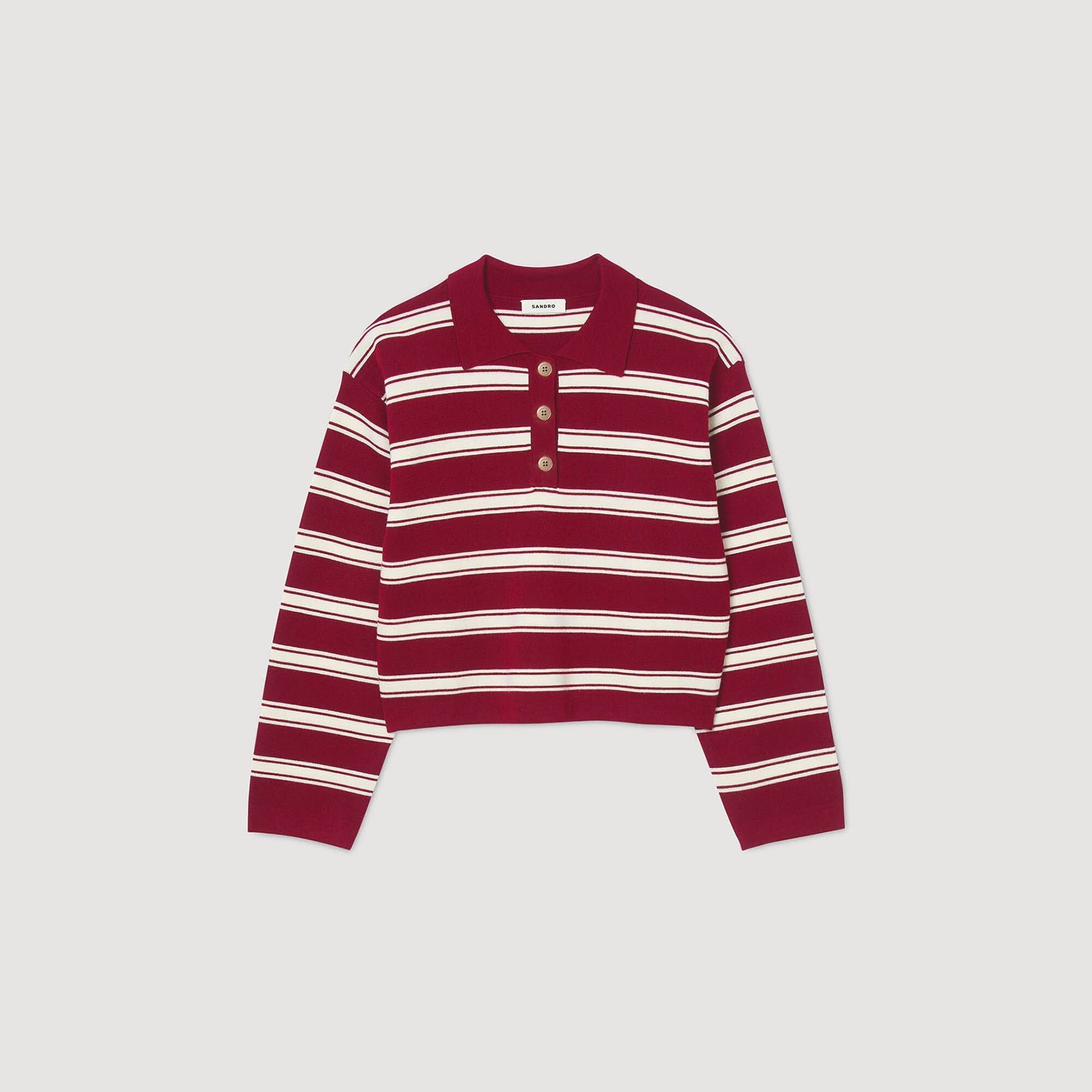 Striped polo sweater Bordeaux Sandro Women
