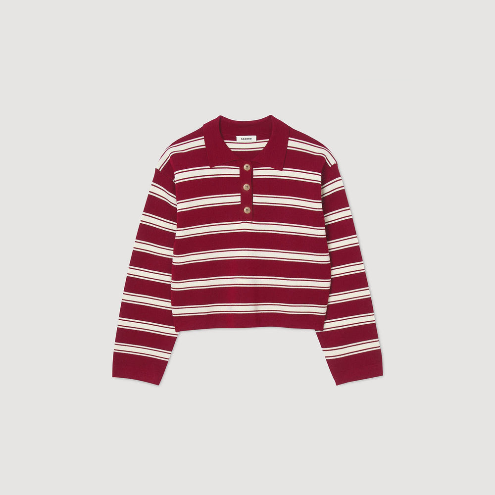 Striped polo sweater Bordeaux Sandro Women