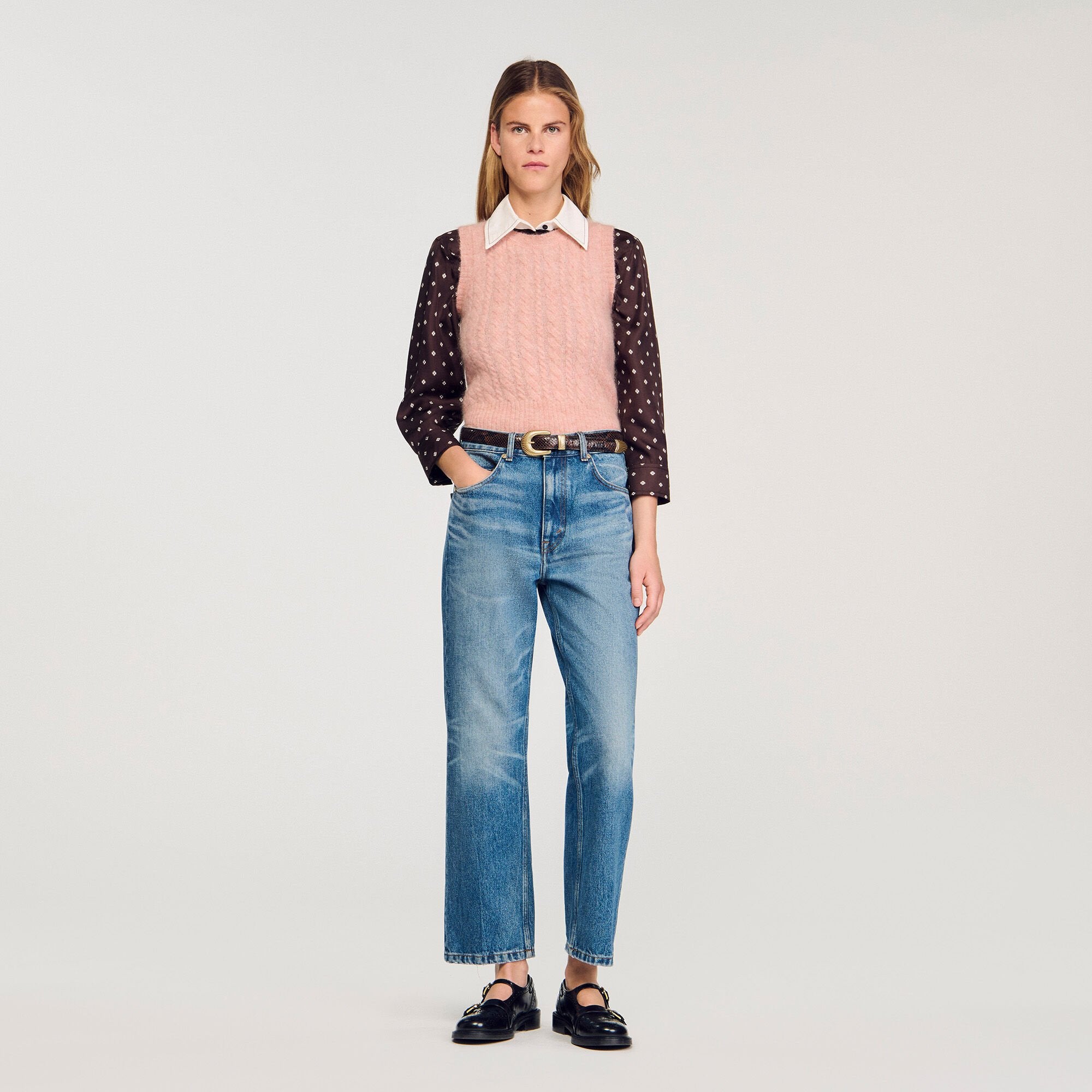 Twisted sleeveless sweater Poudre Pink Sandro Women