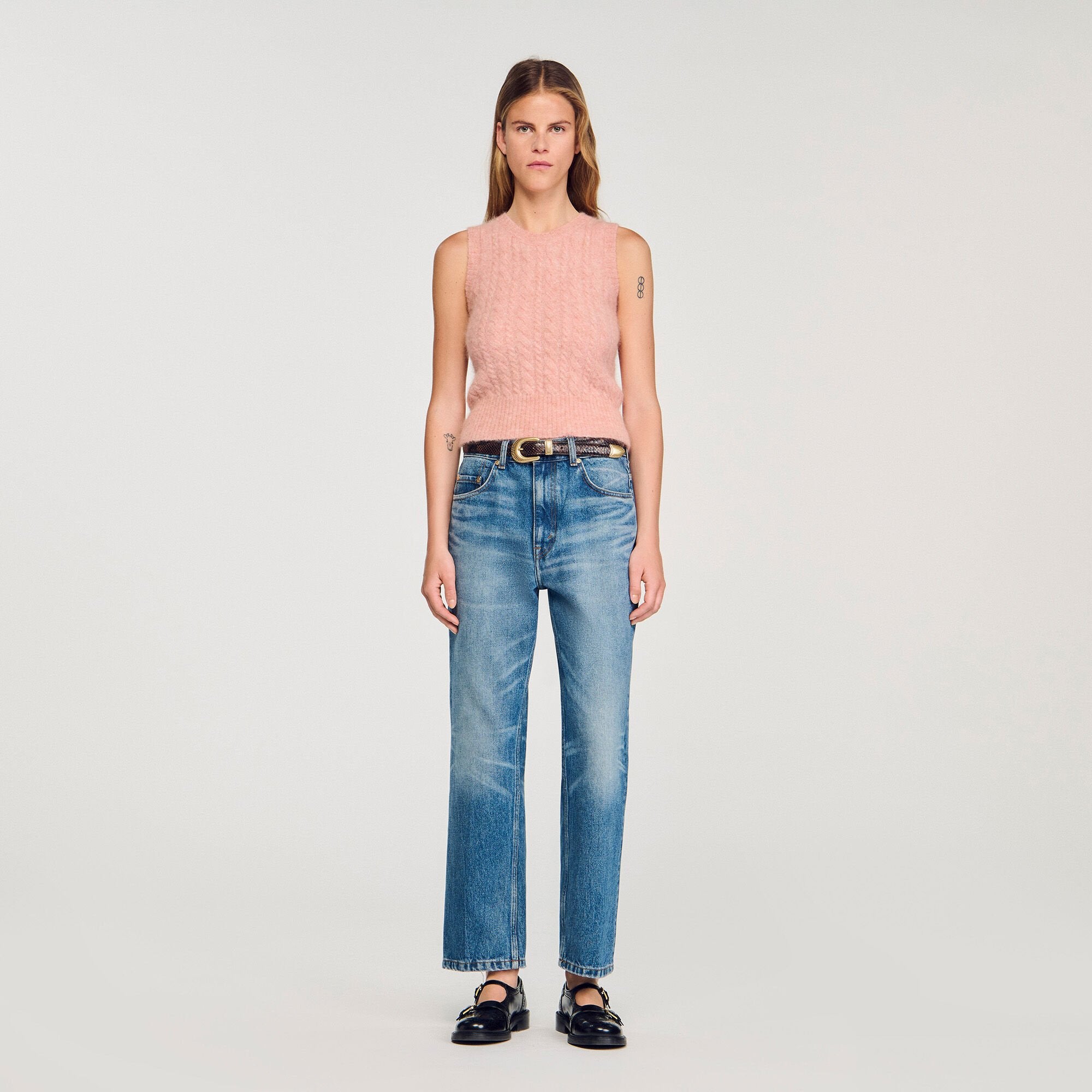 Twisted sleeveless sweater Poudre Pink Sandro Women