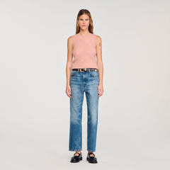 Twisted sleeveless sweater Poudre Pink Sandro Women