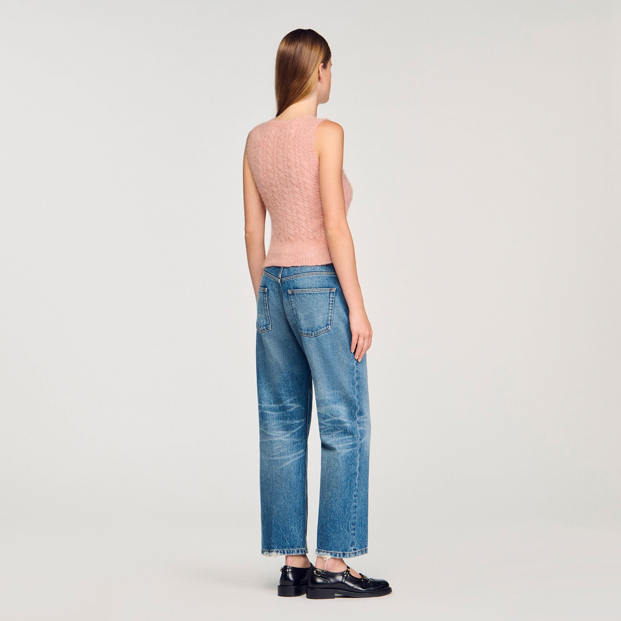Twisted sleeveless sweater Poudre Pink Sandro Women