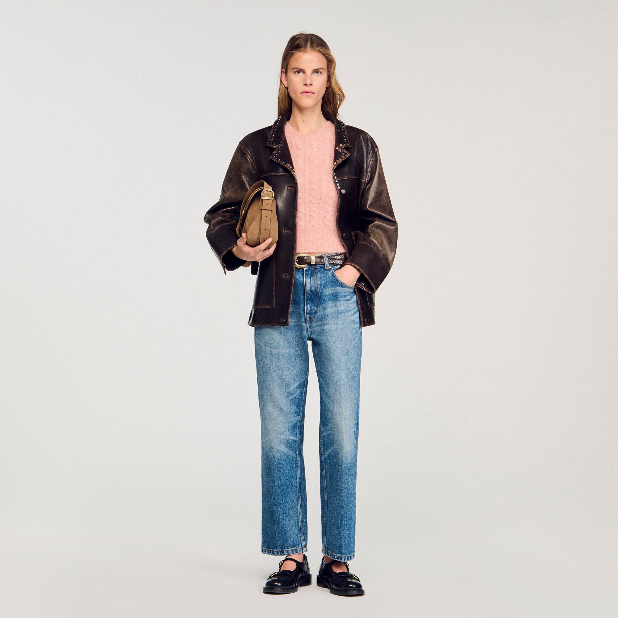 Twisted sleeveless sweater Poudre Pink Sandro Women