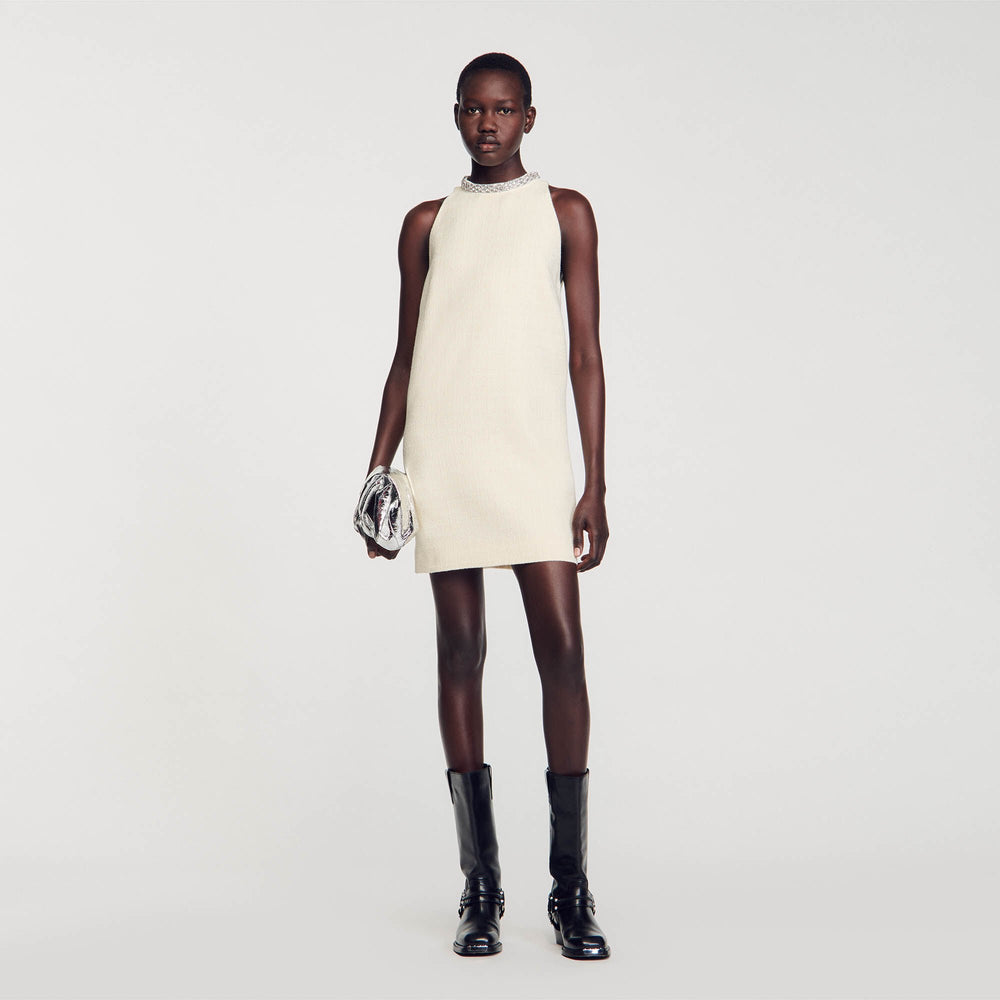 Dress with jewelry collar Ecru Sandro Women