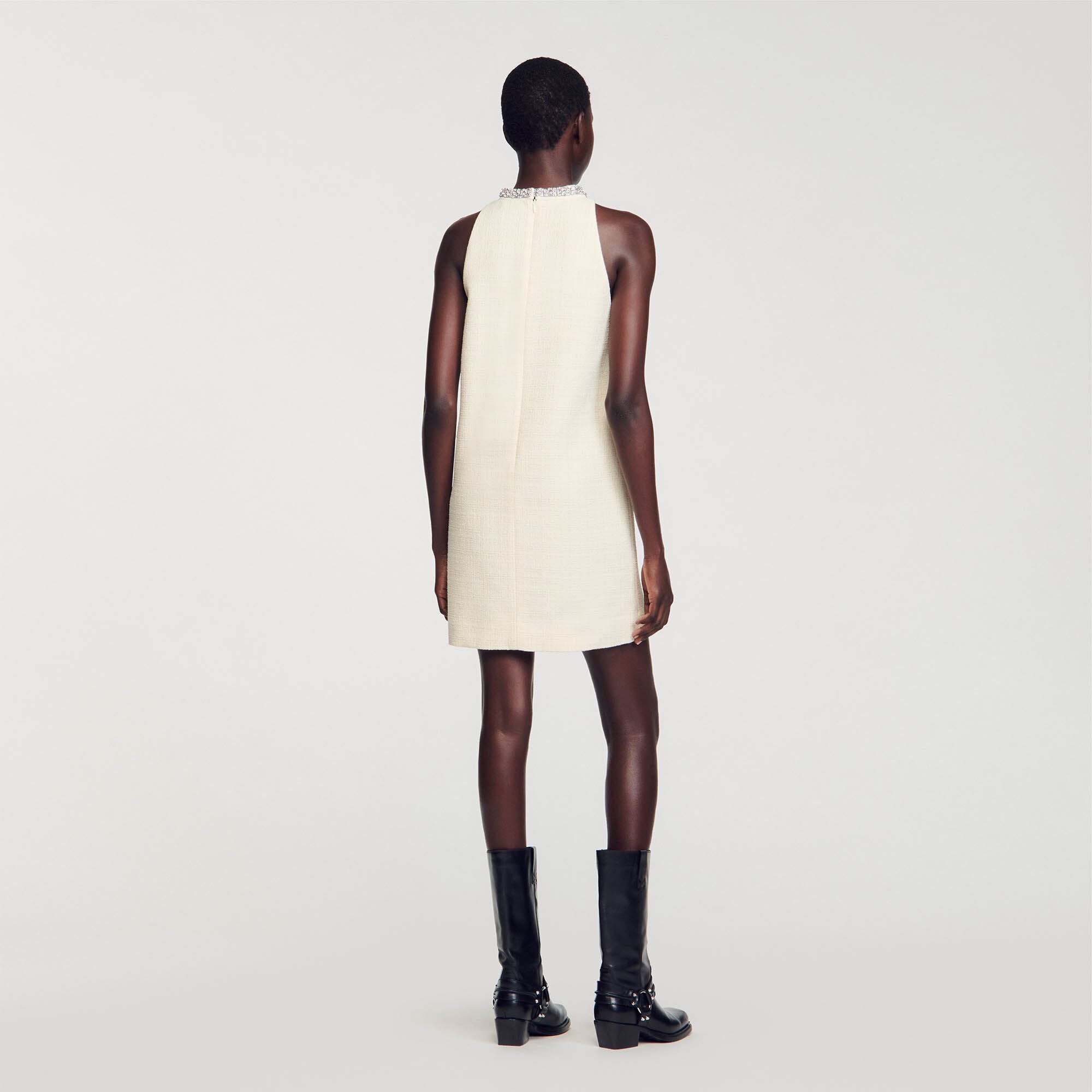 Dress with jewelry collar Ecru Sandro Women