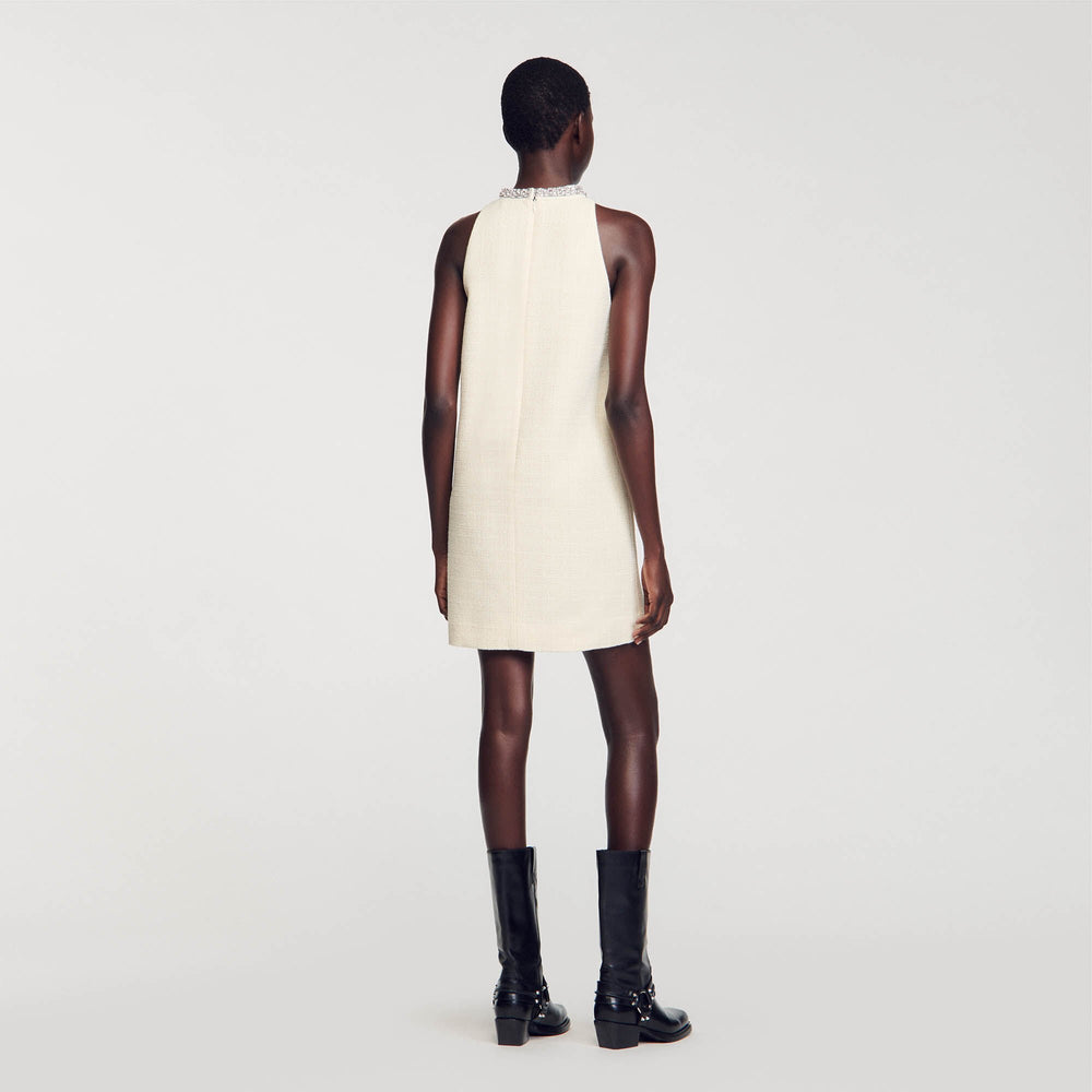 Dress with jewelry collar Ecru Sandro Women