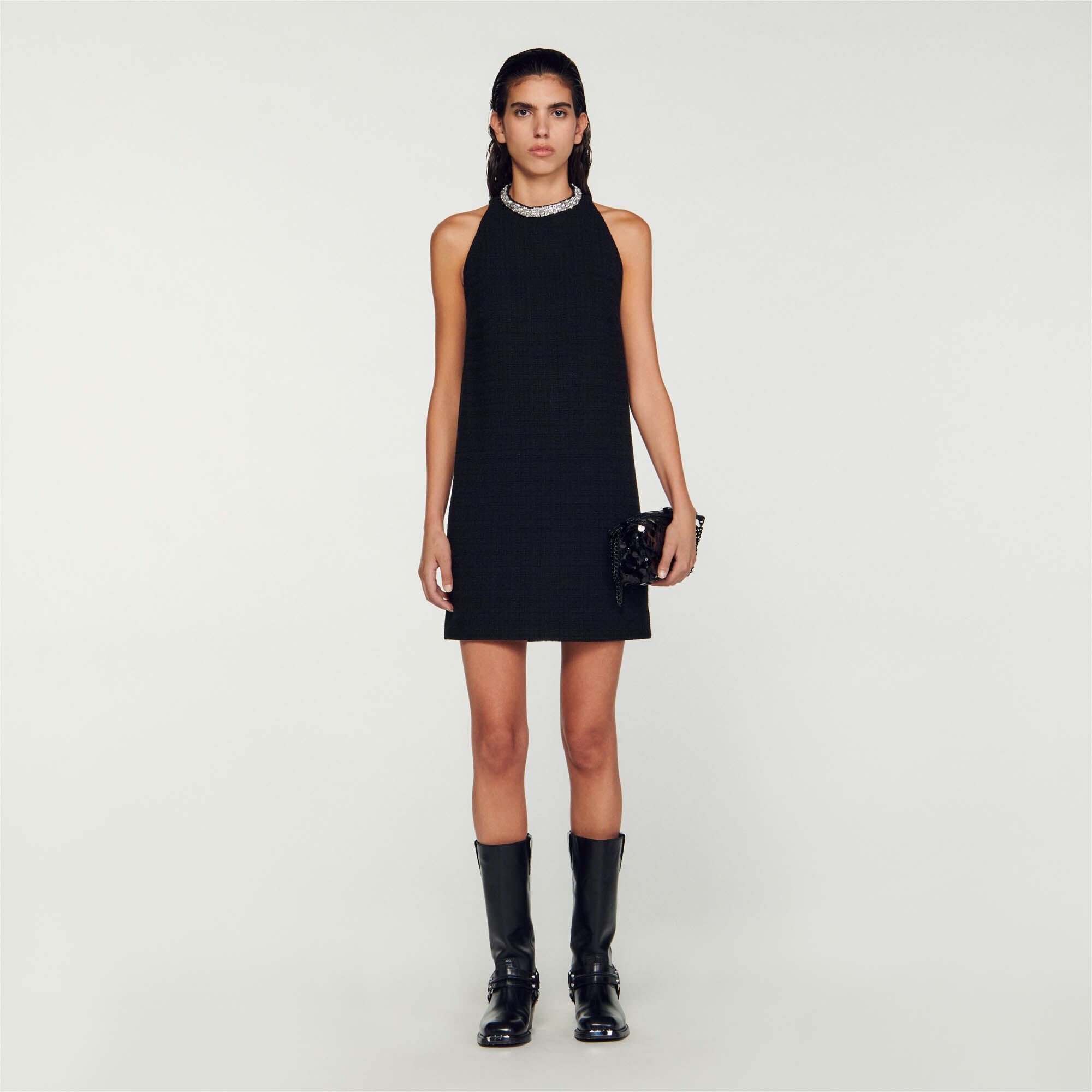 Dress with jewellery collar Black Sandro Women