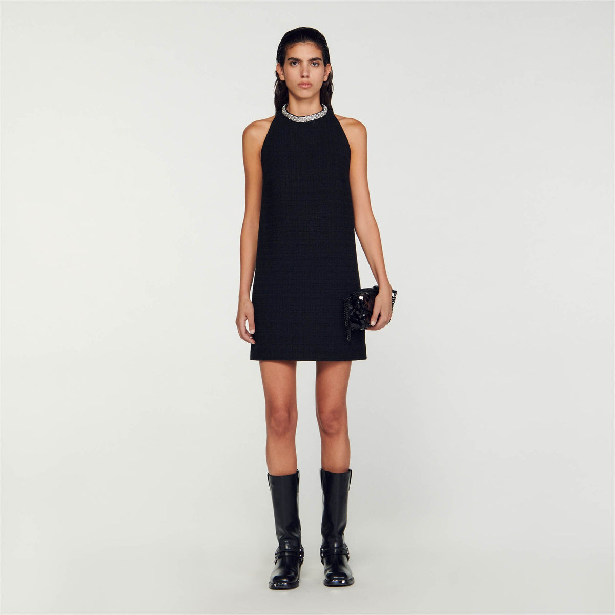 Dress with jewellery collar Black Sandro Women