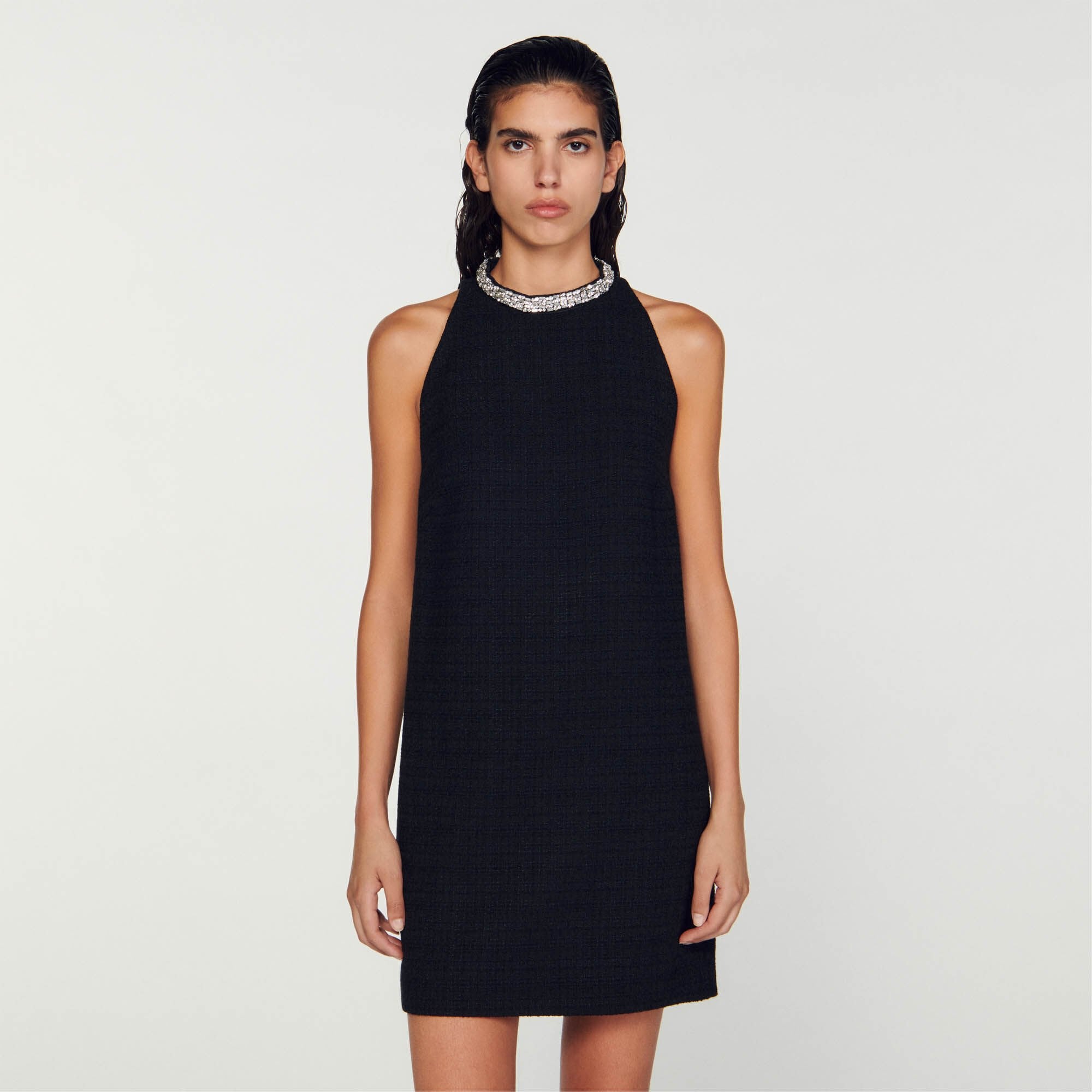 Dress with jewellery collar Black Sandro Women