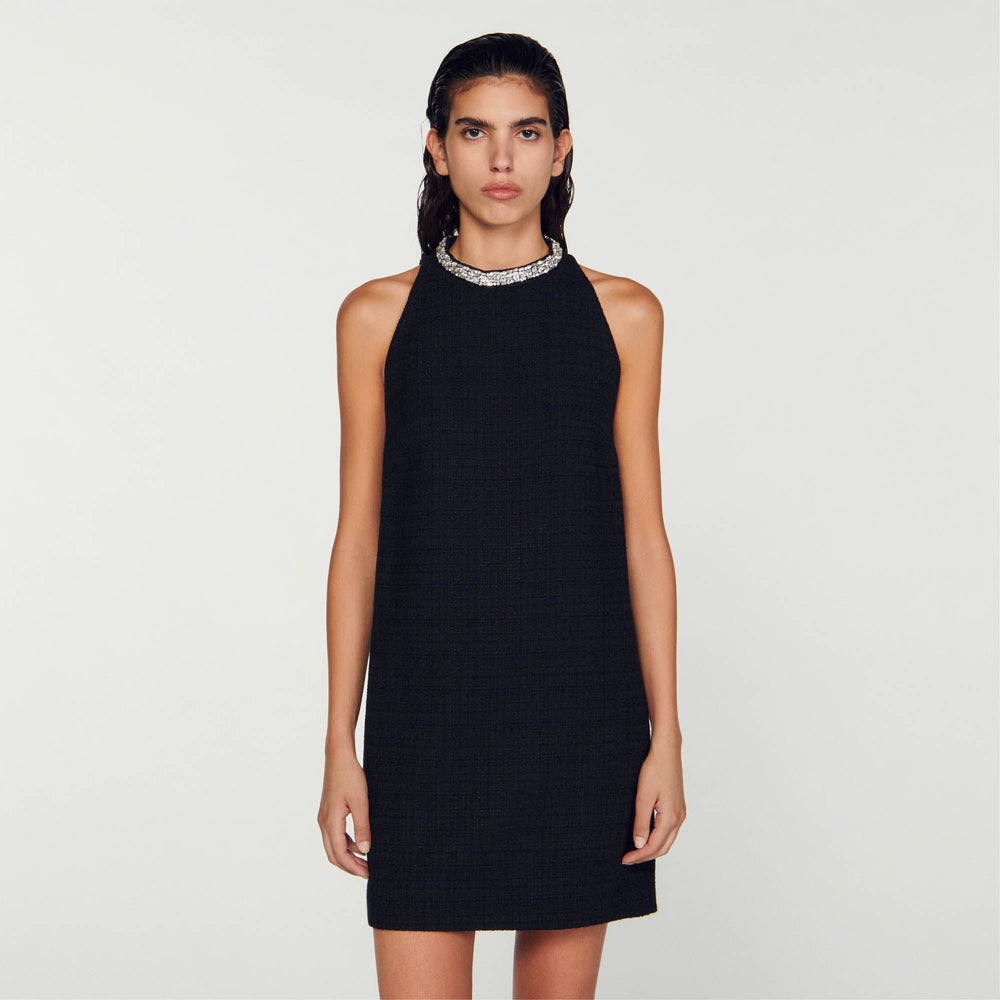 Dress with jewellery collar Black Sandro Women