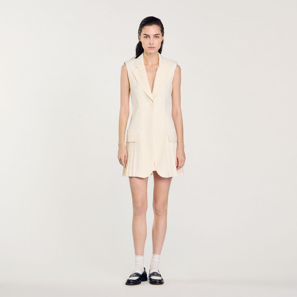 Mini pleated suit dress Ecru Sandro Women