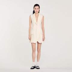 Mini pleated suit dress Ecru Sandro Women