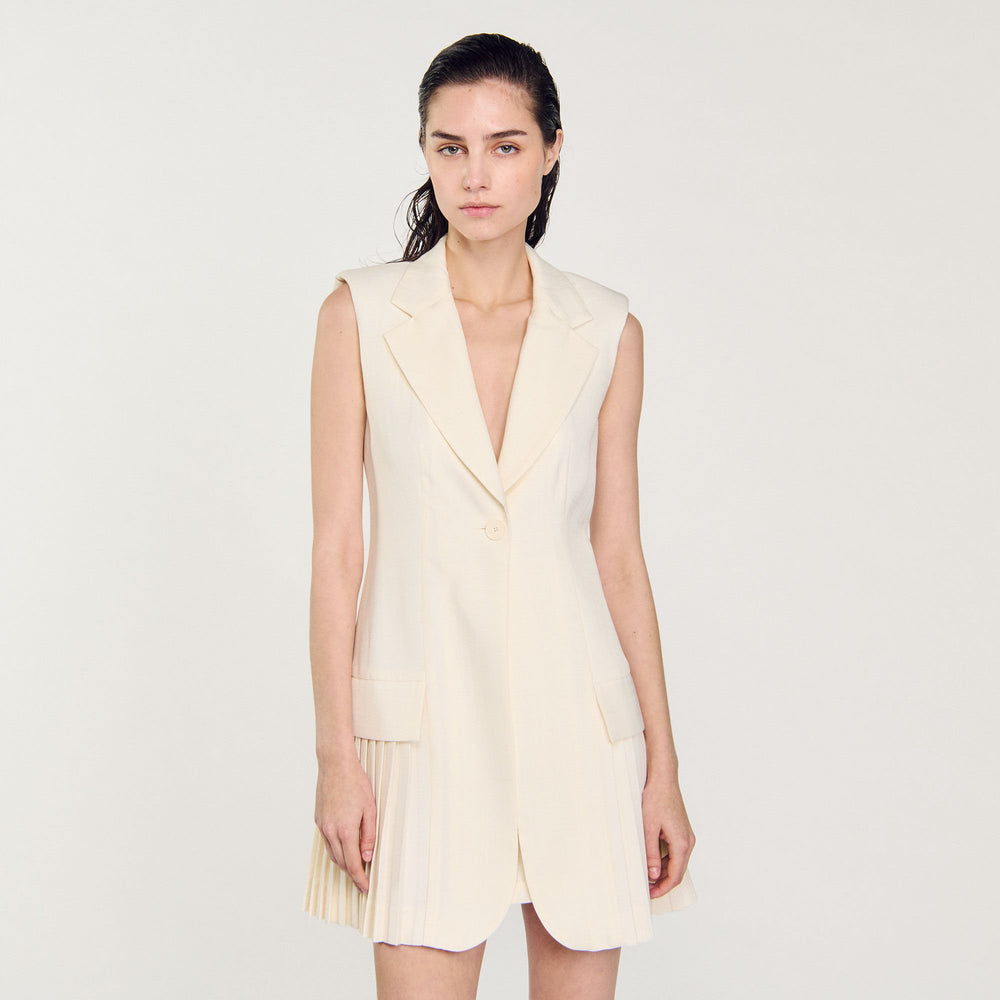 Mini pleated suit dress Ecru Sandro Women